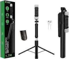 Sickle R16D Bluetooth Tripod Selfie Stick with Dual LED Light | Black
